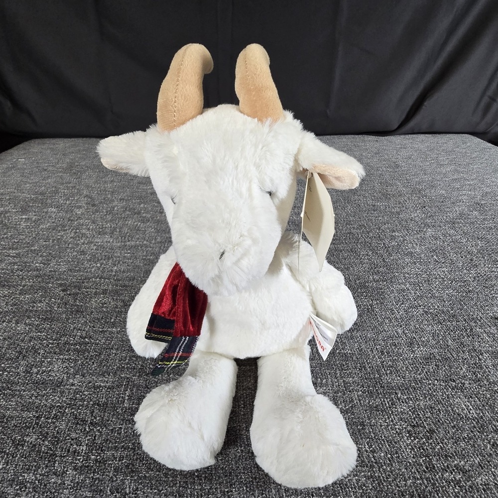 Aurora World Gerald the Goat 13" Holiday Lopsie Lulus White Plush Scarf 84059